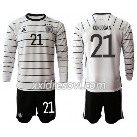 Njemačka Ilkay Gundogan 21 Domaći Dječji Komplet Dresovi za Nogomet Euro 2020 Dugim Rukavima (+ kratke hlače)